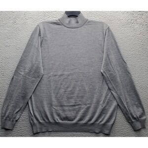 Canali Winter Sweater Mens XXL 56 Gray Tight Knit Long Sleeve Mock Neck Pullover